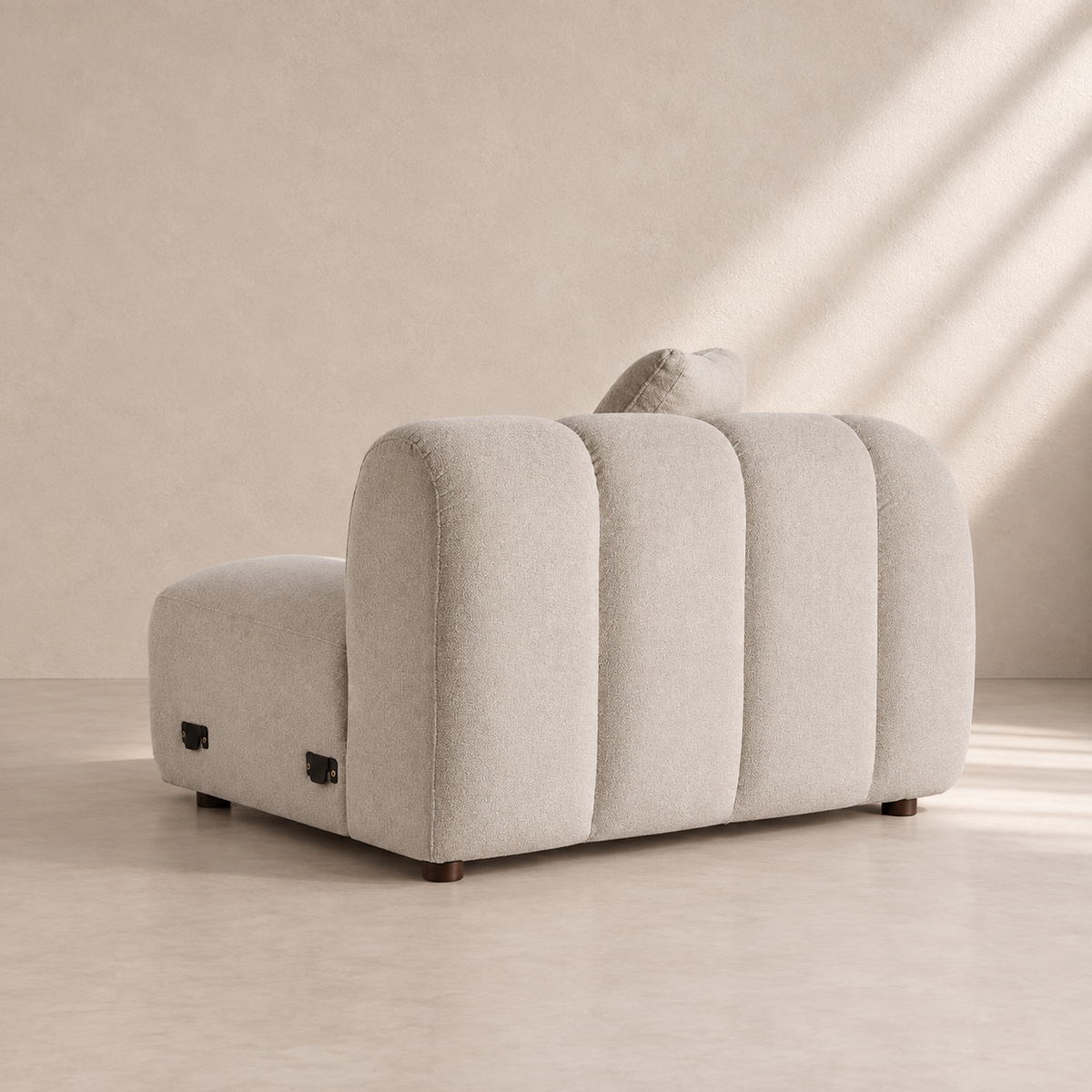 LAYOS - Módulo de sofá modular de poliéster gris ángulo derecho