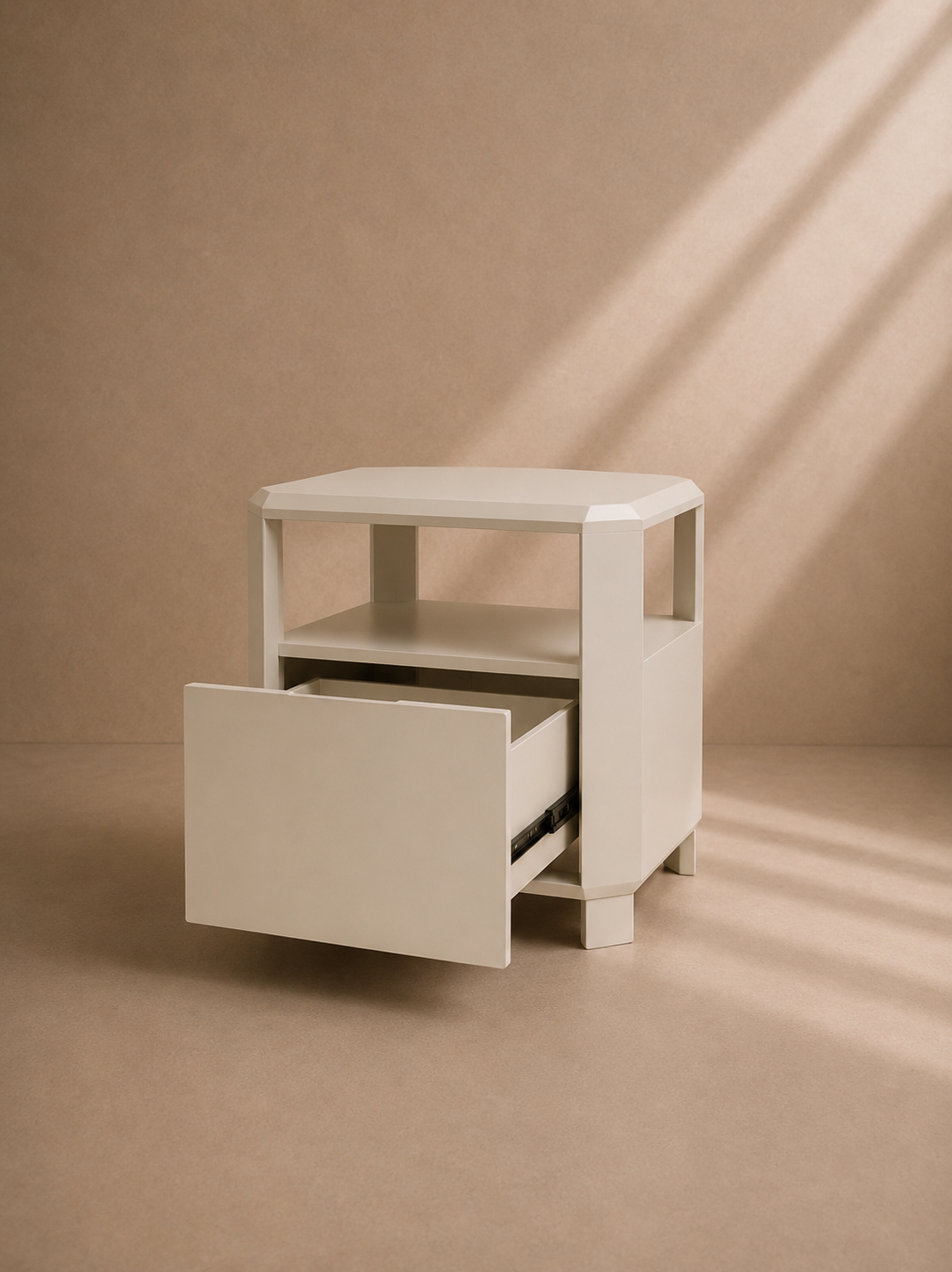VEDRA - Mueble auxiliar / mesita de noche blanco roto 45 × 45 × 50 cm