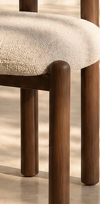 GERENA - Silla tapizada beige patas efecto madera – Contract