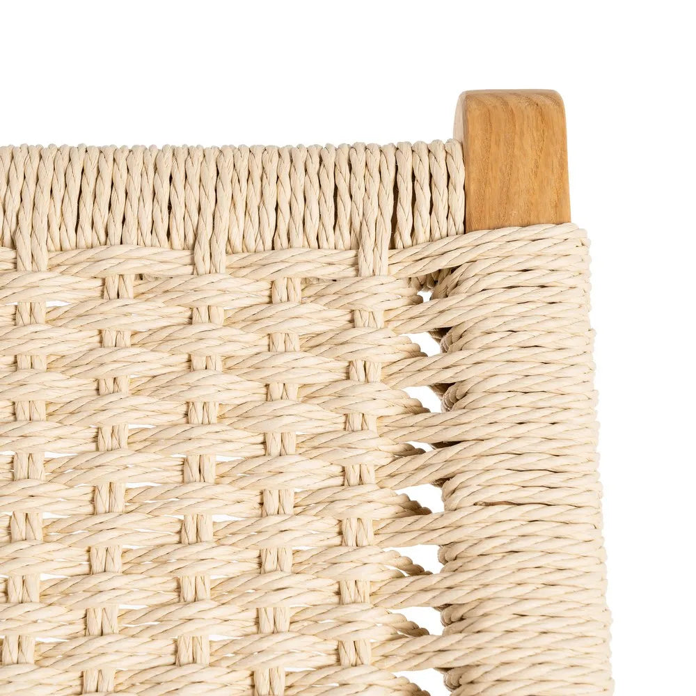BRIONES - Silla relax de madera natural con asiento trenzado
