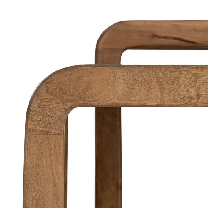 PEILLON - Juego de 2 mesas de centro pequeñas de madera de mango 120 x 55 x 40 cm