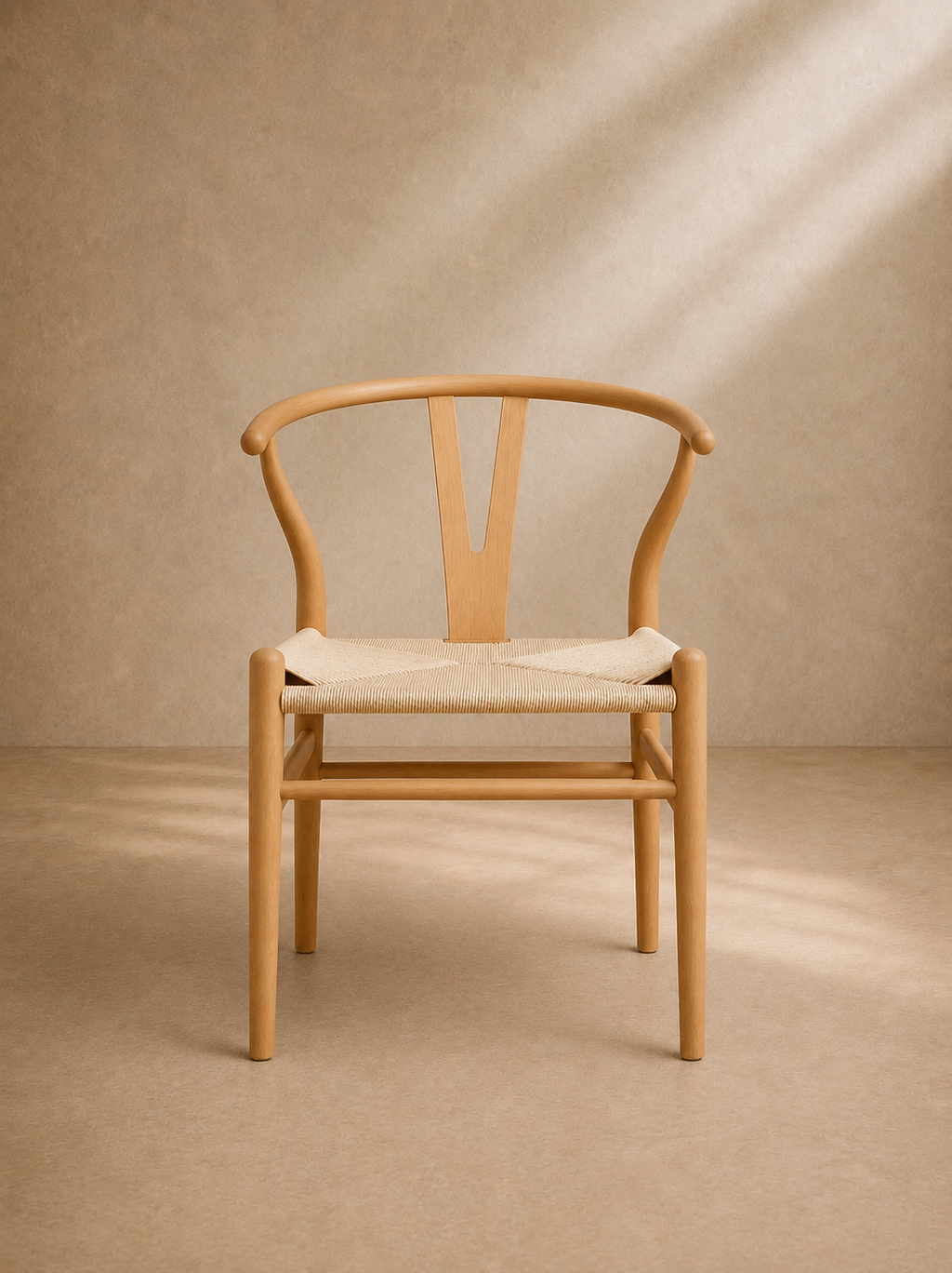 NEDA - Silla de diseño de madera de haya natural y fibra trenzada