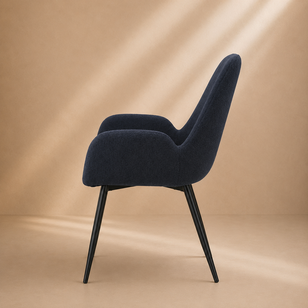 BAIS - Chaise bleu nuit / noire en tissu avec accoudoirs - pour bureau, salle de réunion, hôtel