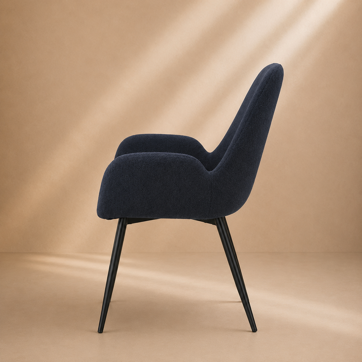 BAIS - Chaise bleu nuit / noire en tissu avec accoudoirs - pour bureau, salle de réunion, hôtel