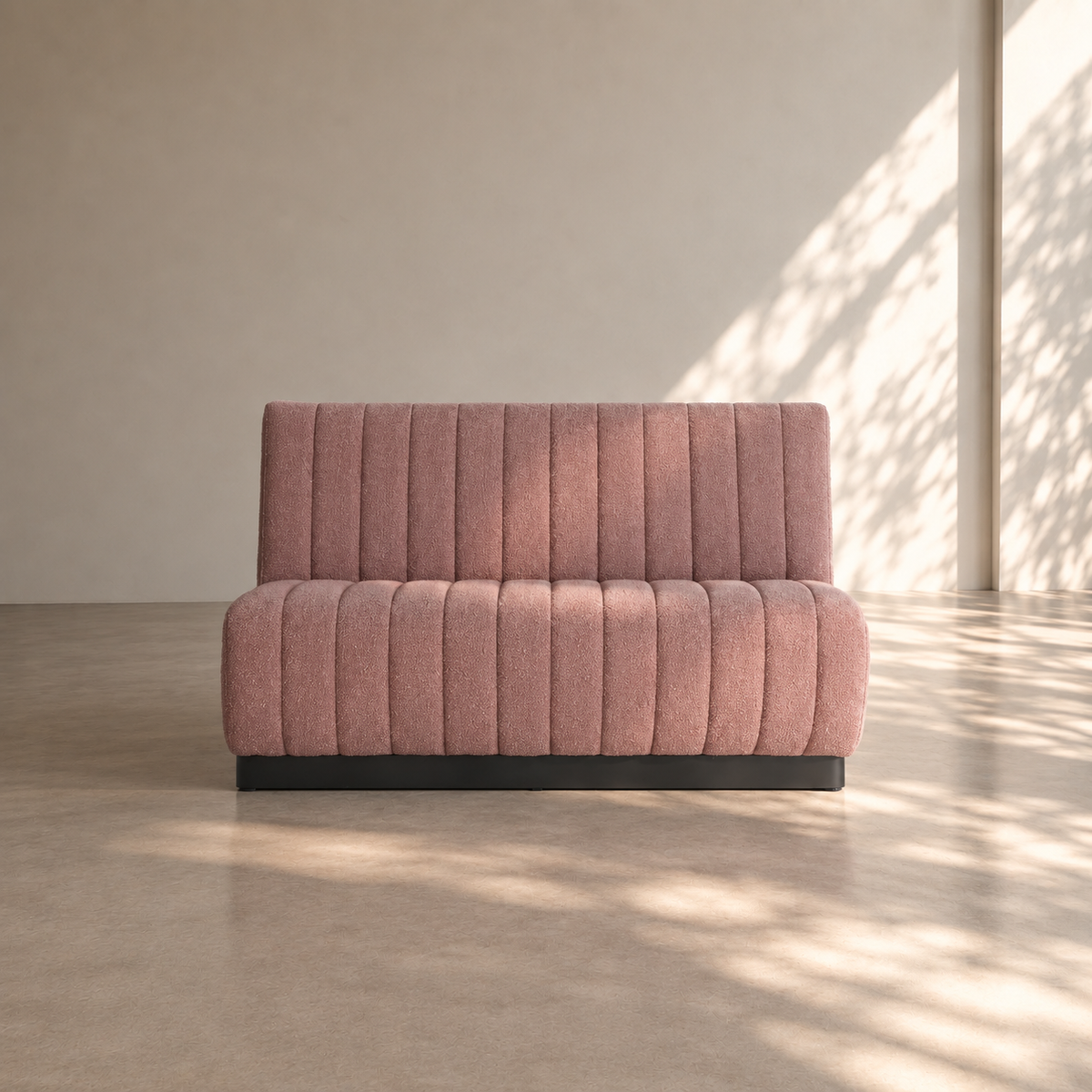 MAELLA - Banco de 2 plazas en tela rosa empolvado – Diseño contemporáneo