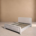 AYLLÓN - Cama tapizada beige para colchón de 150 cm