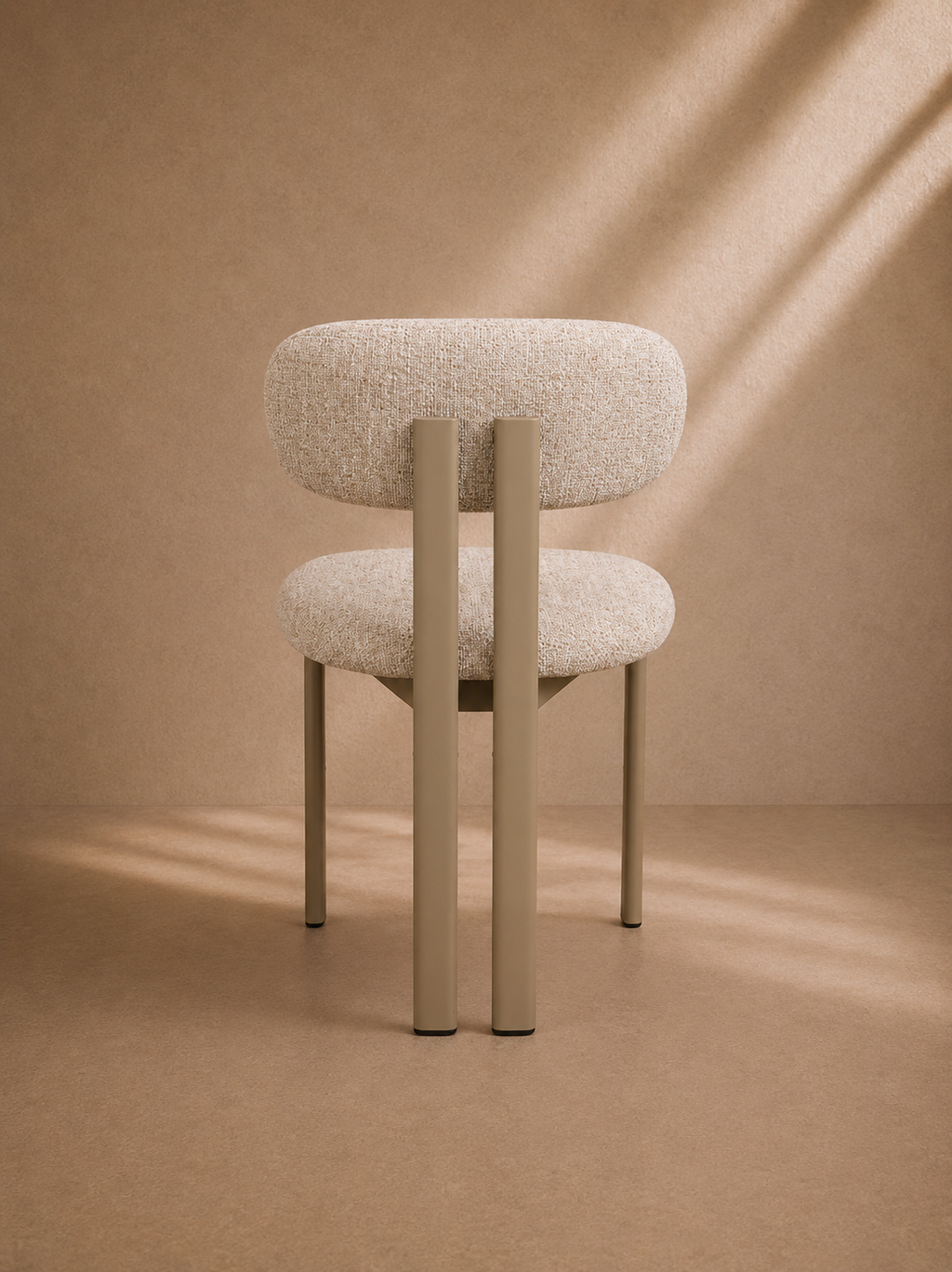 AMOSTA - Chaise de salle à manger design en tissu beige et métal taupe