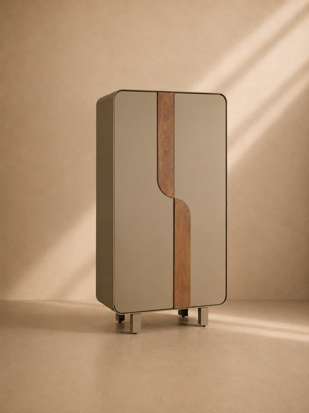BAEZA - Armario de 2 puertas de madera con acabado topo de 180 cm