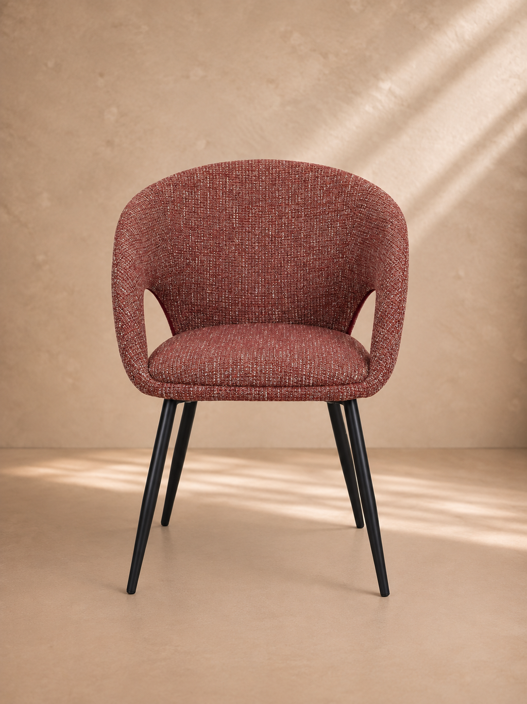ISCAR - Chaise contemporaine en tissu couleur granit rouge – Confort et élégance pour intérieur et professionnel