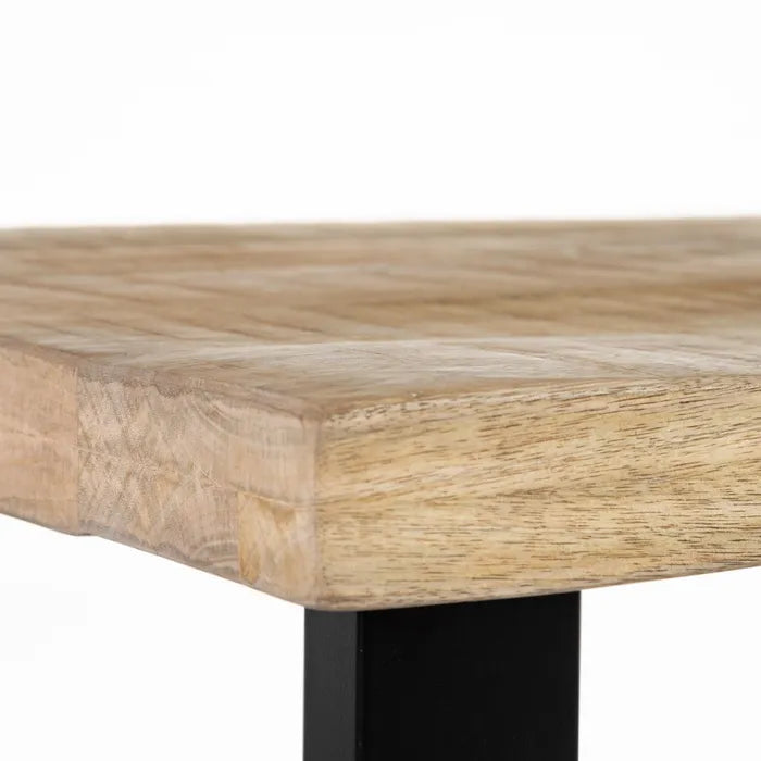 DEIA - Mesa de comedor natural negro madera hierro 160 x 80 x 76 cm