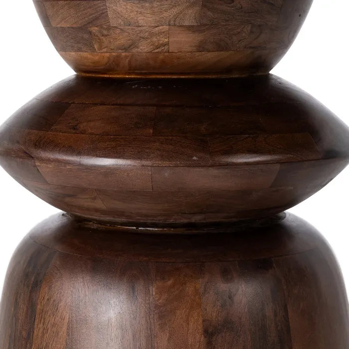 MENDAVIA - Mesa de comedor redonda de mármol y madera de mango de 120 cm