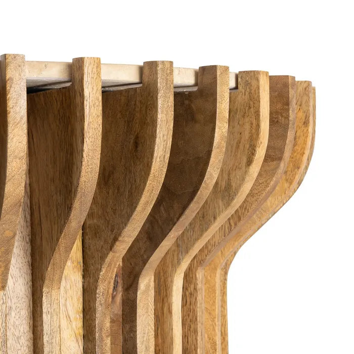 ARLETTE - Mesa de centro madera-mármol salón 78,50 x 78,50 x 47 cm