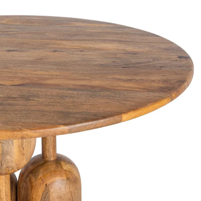 SABERO - Mesa de comedor redonda de madera de mango maciza 120 cm