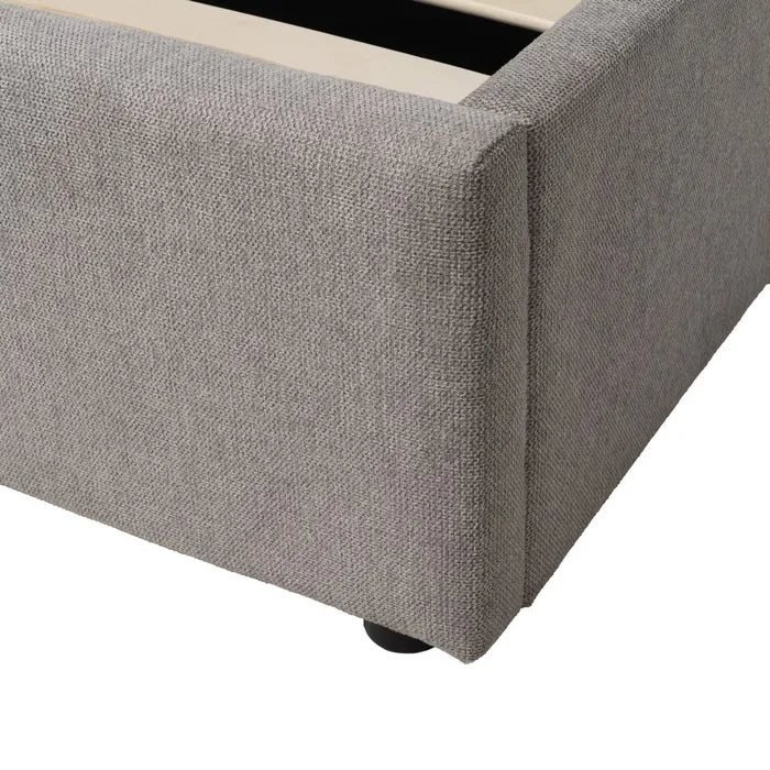 ALDEHUELA - Cama tapizada gris para colchón de 150 cm