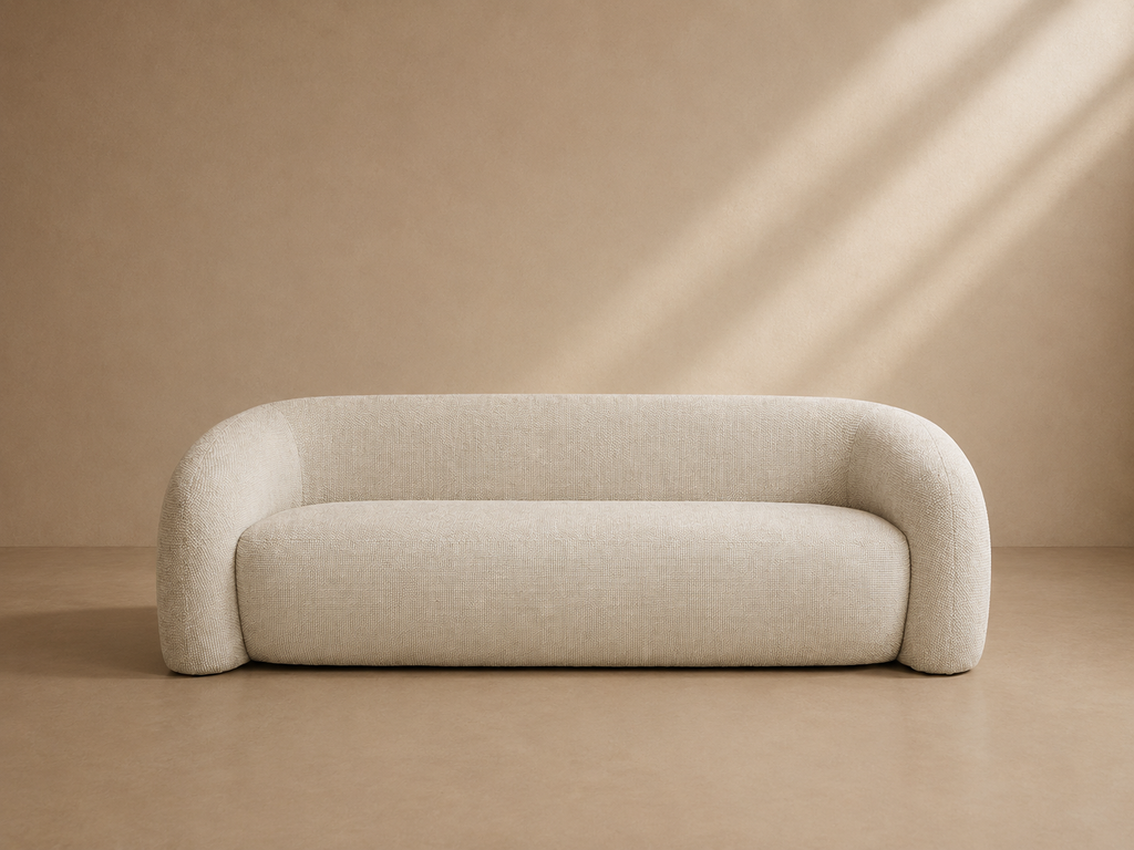 ARANO - Canapé 3 places en chenille beige - pour salons, hôtels