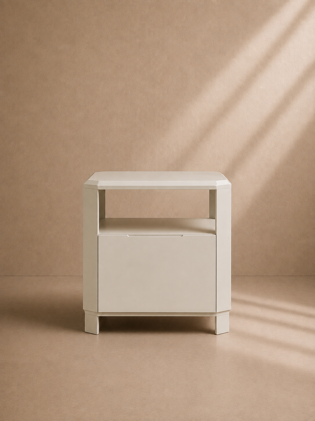VEDRA - Mueble auxiliar / mesita de noche blanco roto 45 × 45 × 50 cm