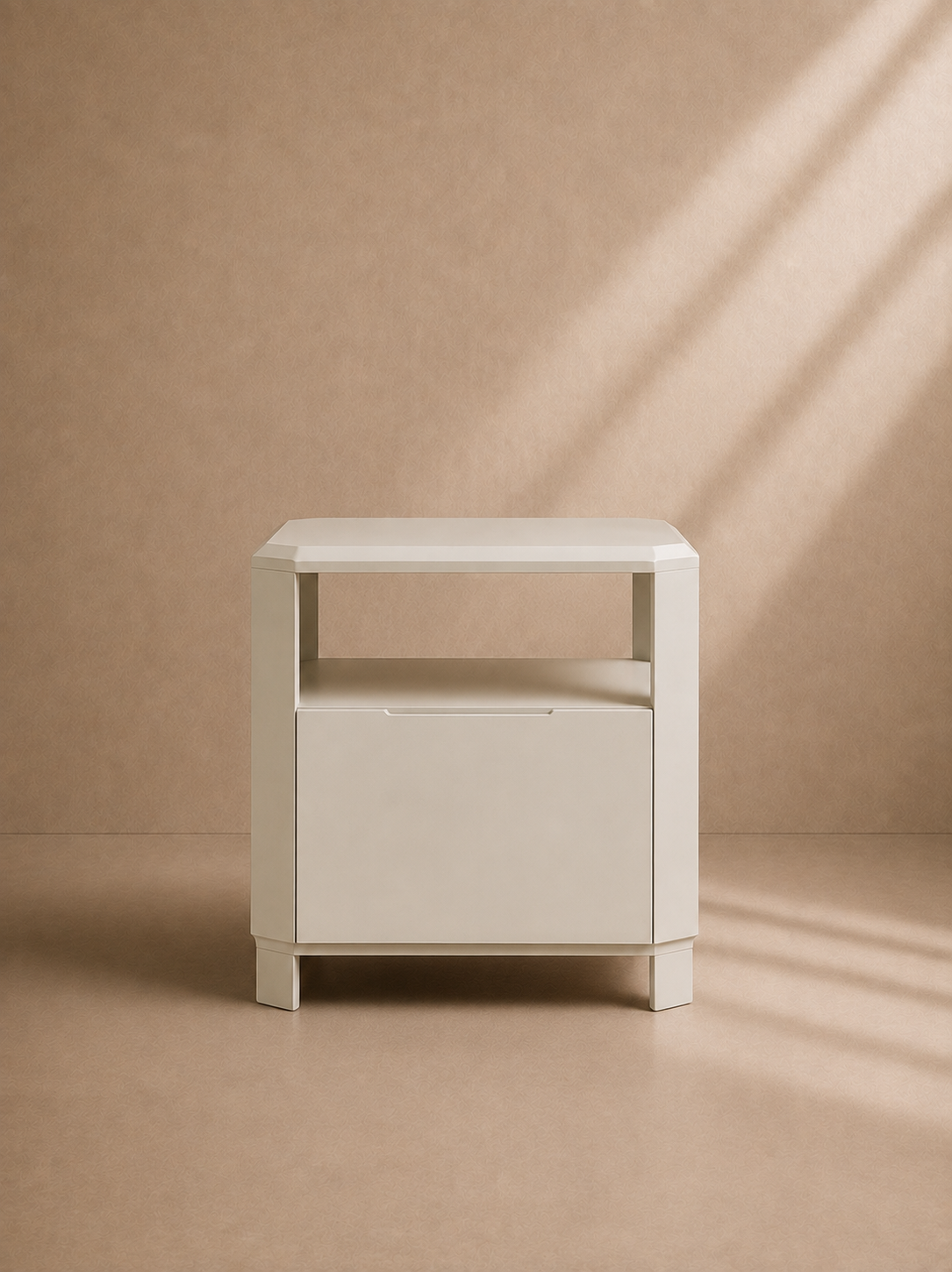 VEDRA - Mueble auxiliar / mesita de noche blanco roto 45 × 45 × 50 cm