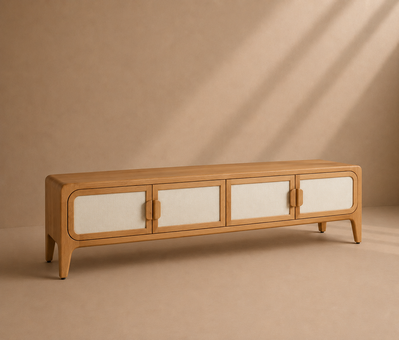 VENCE - Meuble TV en bois de manguier et bambou 190 cm