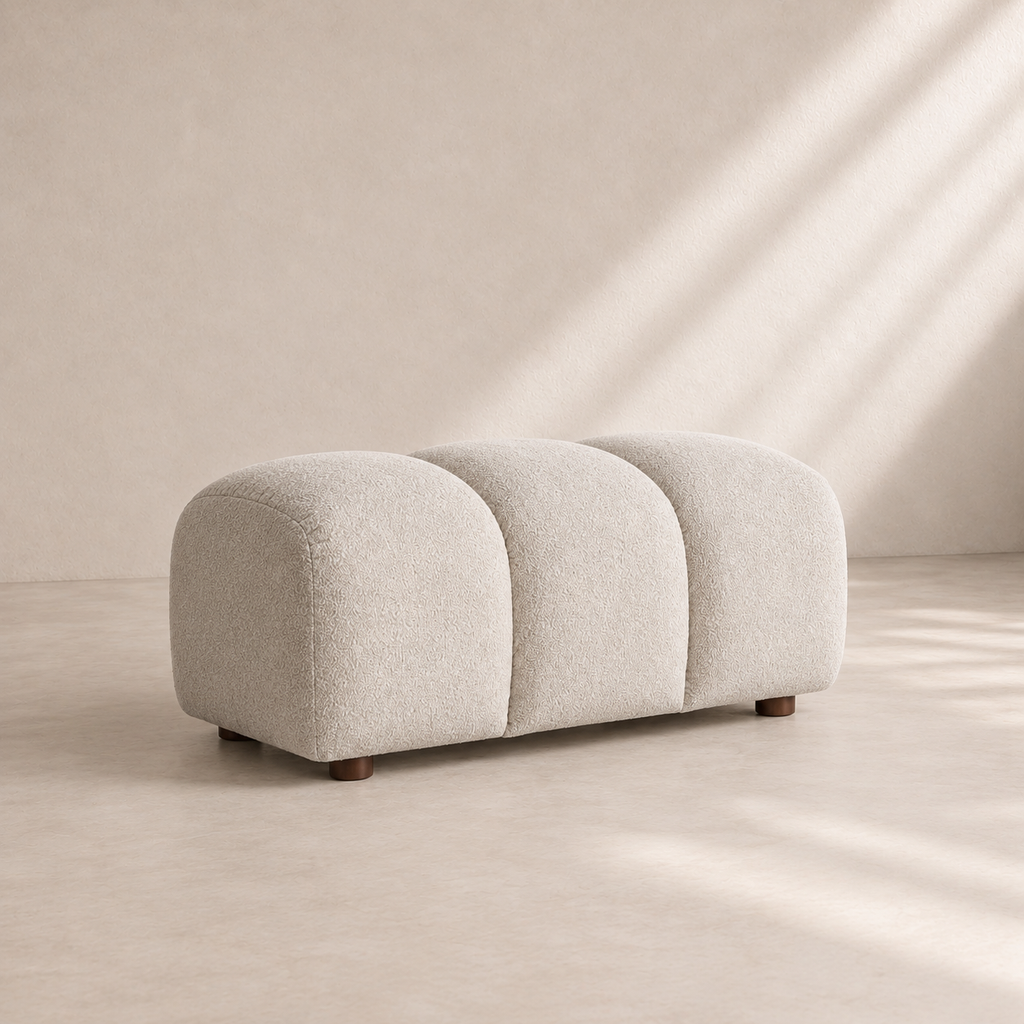 LAYOS - Pouf en polyester gris 95 × 70 × 45 cm – Structure en bois et mousse