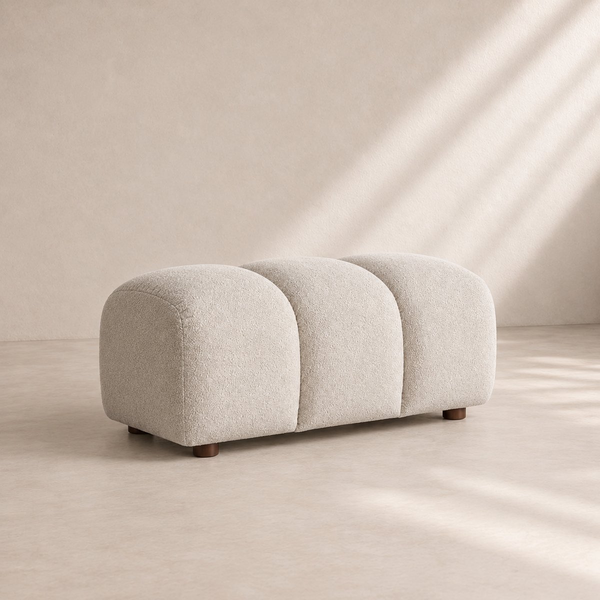 LAYOS - Pouf en polyester gris 95 × 70 × 45 cm – Structure en bois et mousse