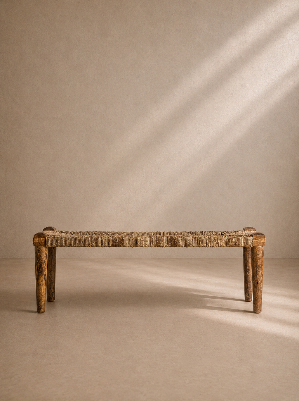 PRADES - Banco de madera de mango y fibra natural