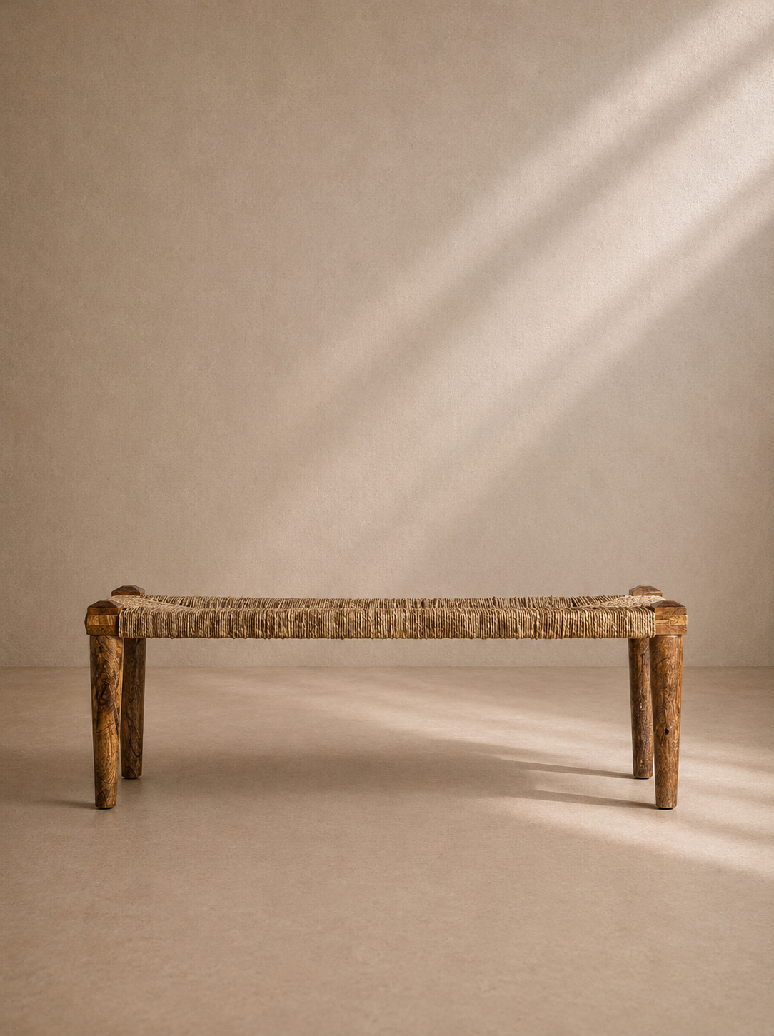 PRADES - Banco de madera de mango y fibra natural