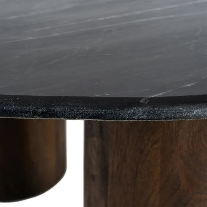 SERTA - Mesa de centro negro-marrón mármol/madera 135 x 80 x 37 cm
