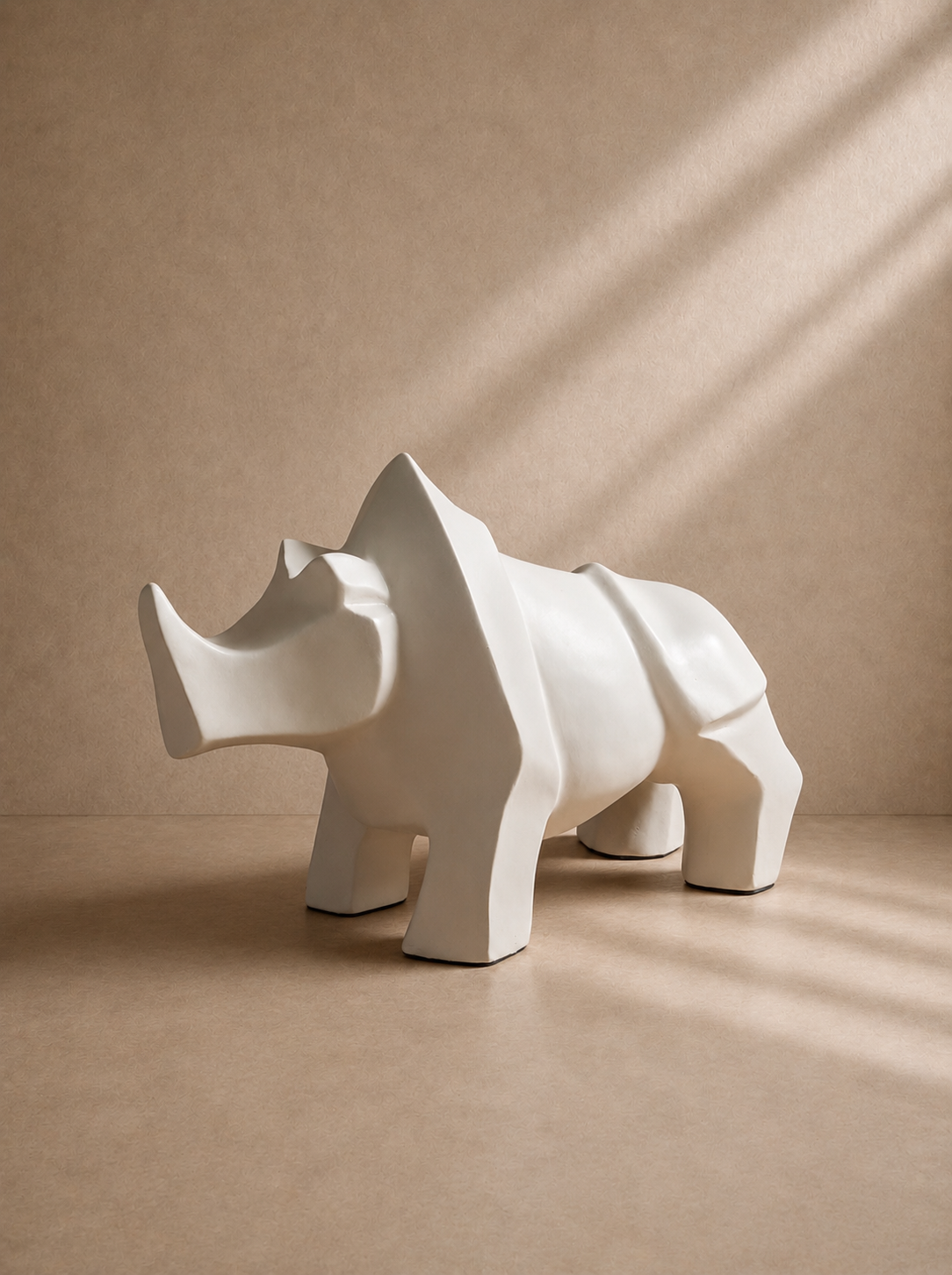 YESTE - Figura decorativa de rinoceronte em fibrocimento branco