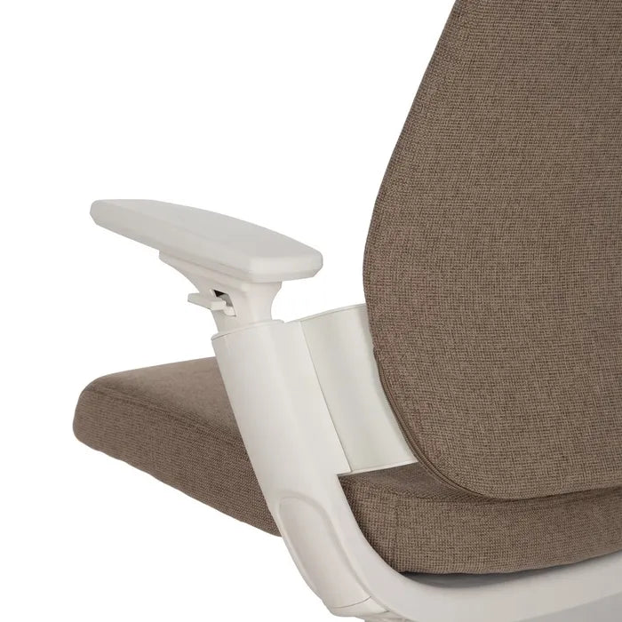 COLLIOURE - Silla de oficina con ruedas, tela color topo y metal, 67,5 × 62 × 114,5 cm