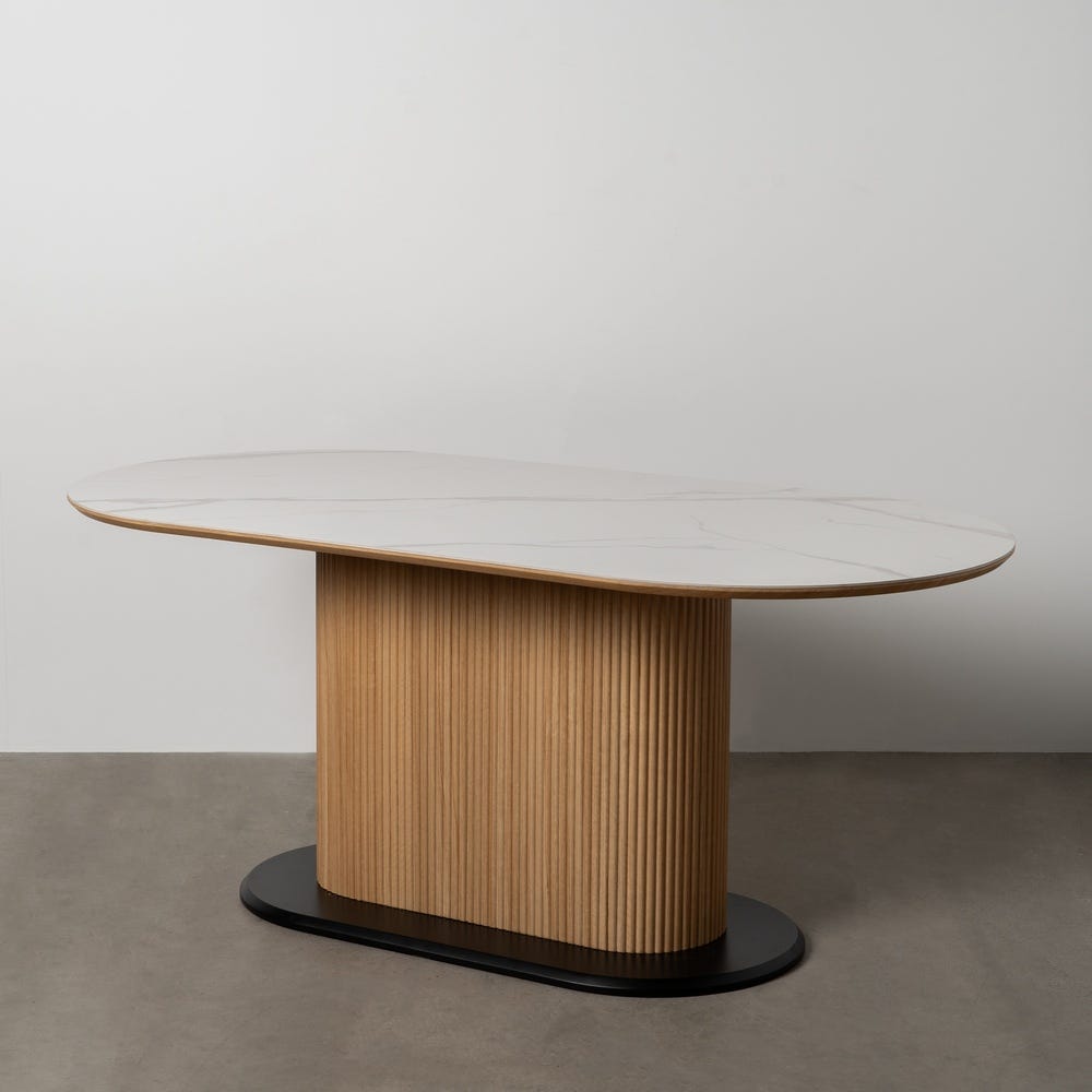 AINETO - Mesa de comedor blanco natural 180 x 90 x 75 cm