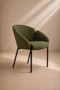 SIDNA - Fauteuil de salle à manger design en chenille vert forêt avec pieds métalliques noirs - salles de réunion, bureaux, hôtels