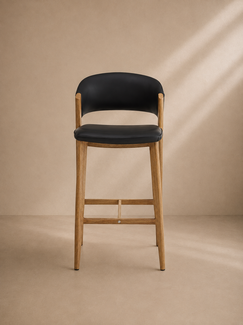 NERPIO - Tabouret de bar design en métal et similicuir noir