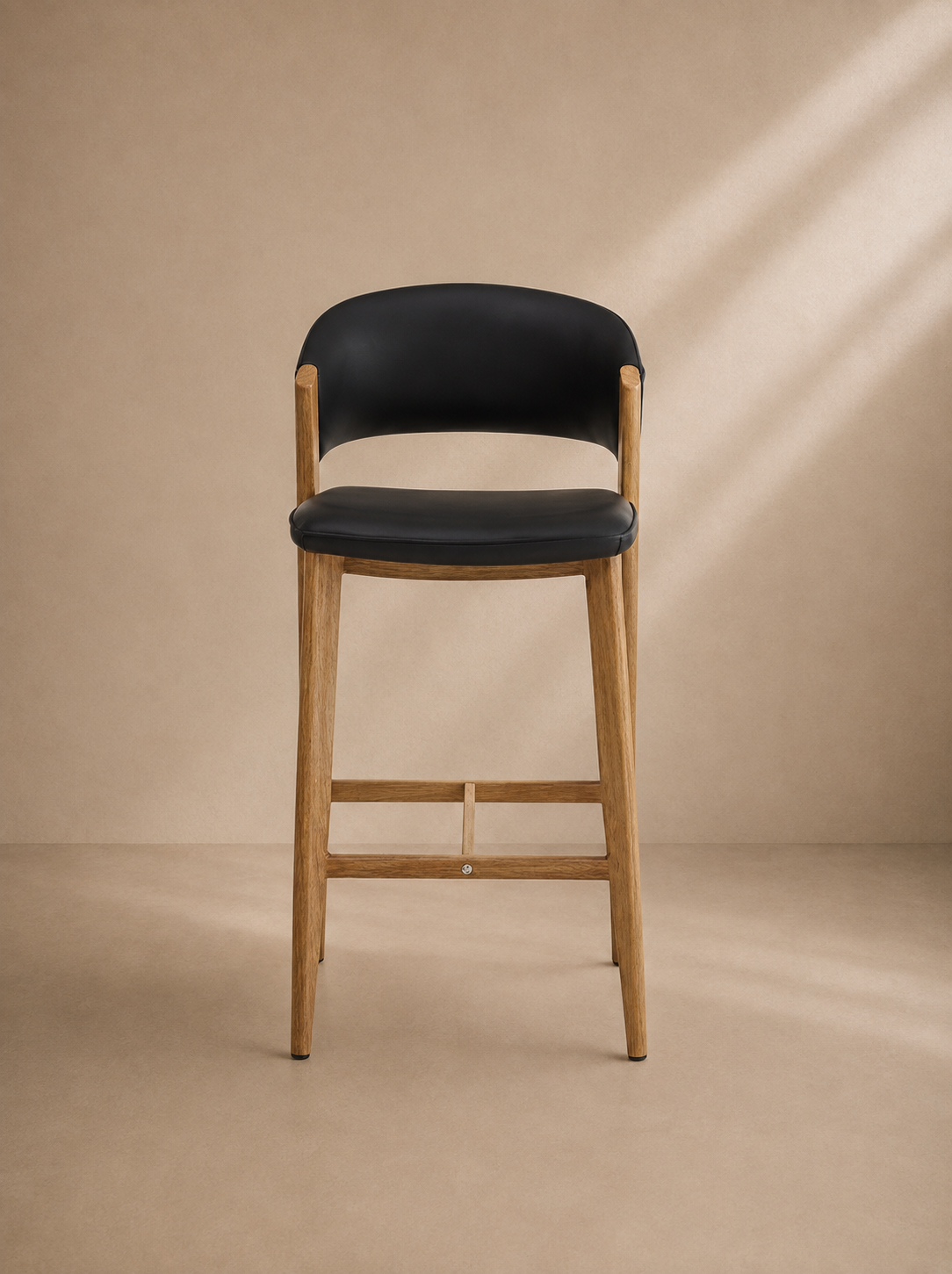 NERPIO - Banco de bar de design em metal e imitação de couro preto