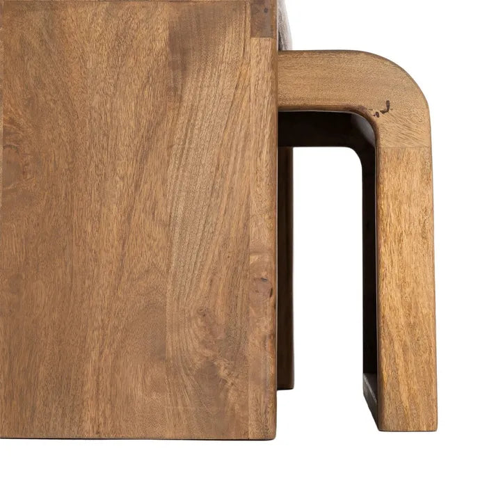 PEILLON - Juego de 2 mesas de centro pequeñas de madera de mango 120 x 55 x 40 cm