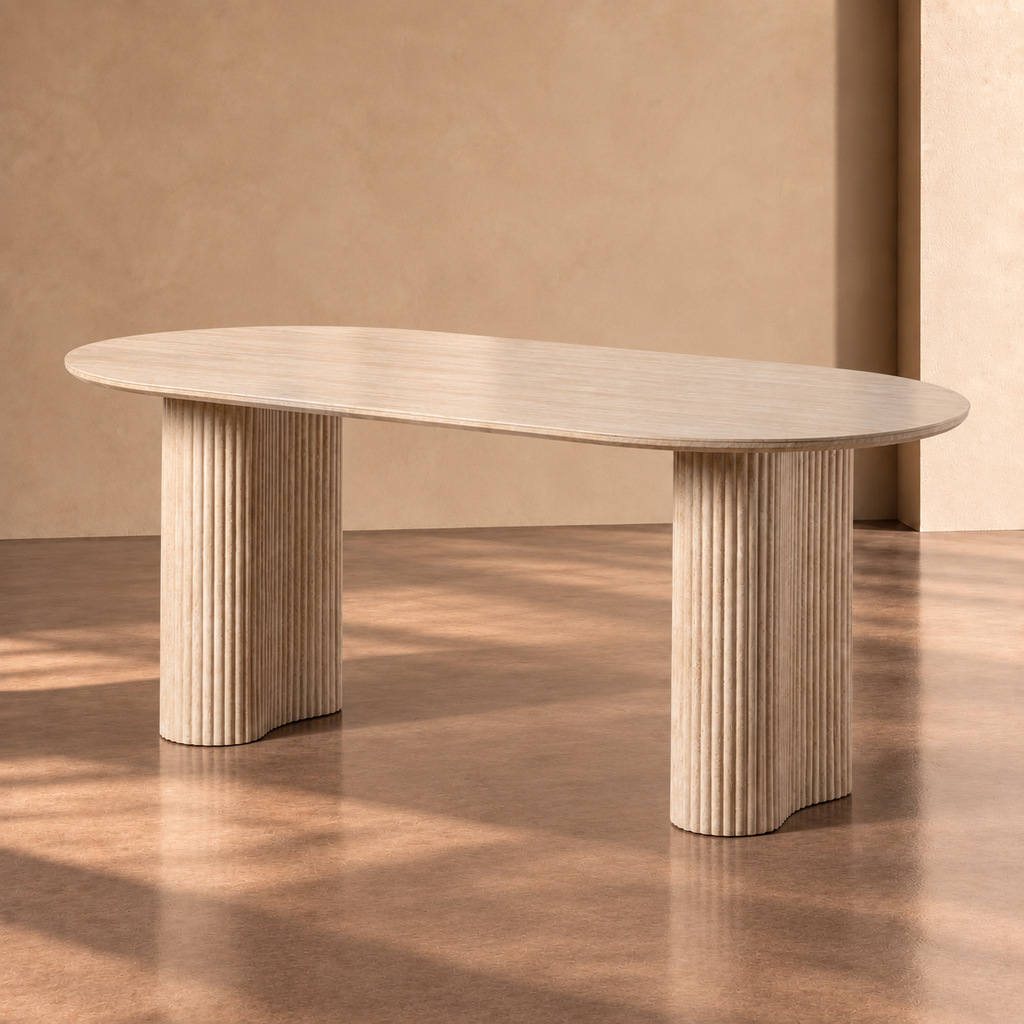 RUPIT - Mesa de comedor color piedra beige MDF 180 x 90 x 76 cm