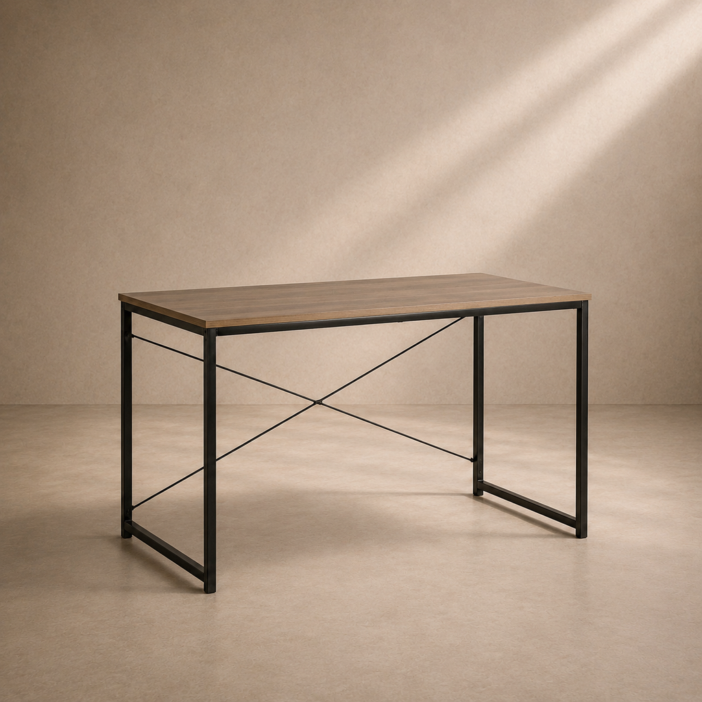 NOJA - Bureau design industriel 120 cm – Bois naturel & métal noir