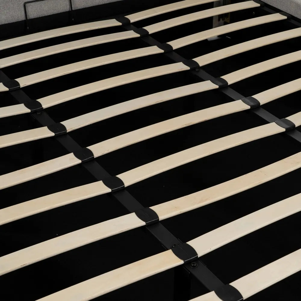 BOLEA - Lit tapissé gris pour matelas 180 cm