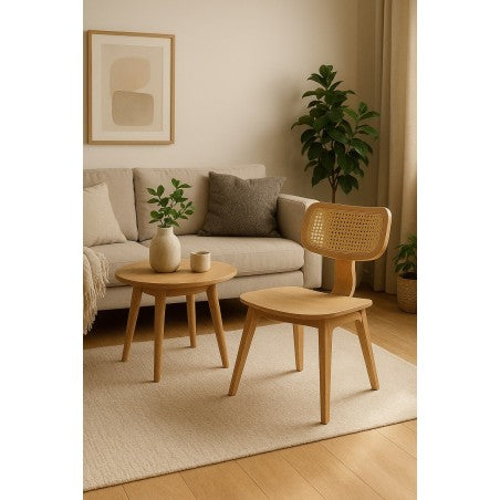 MILU - Chaise design en bois et cannage naturel – Élégance intemporelle & confort au quotidien