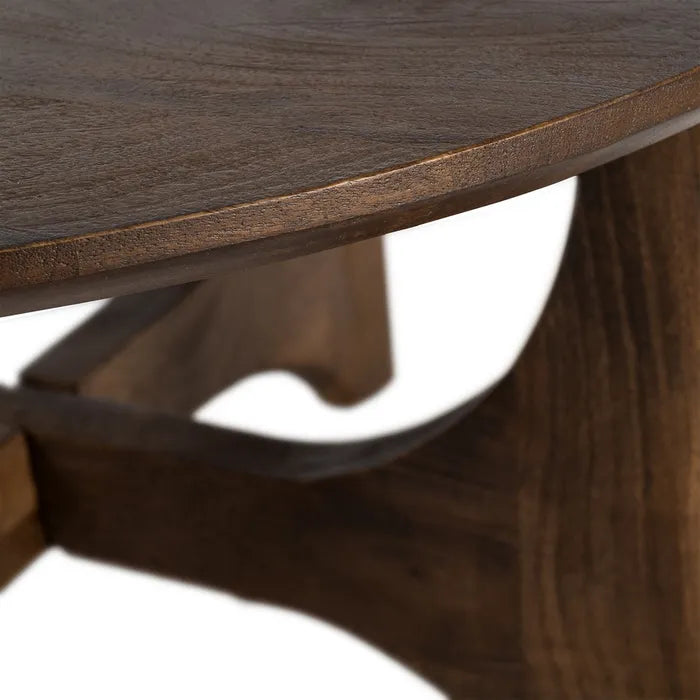SORMIOU - Mesa de centro natural madera de mango 90 x 90 x 45 cm