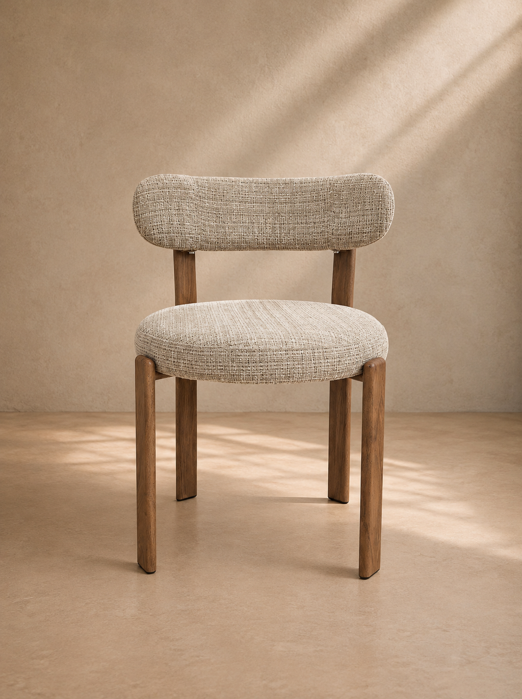 LEVI - Chaise de salle à manger en tissu beige et bois