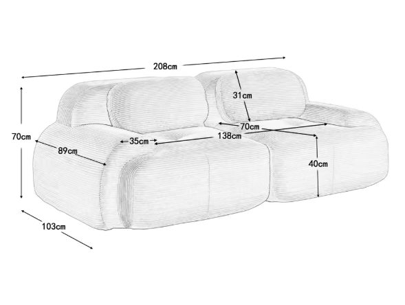 LIVIA – Cómodo sofá de terciopelo