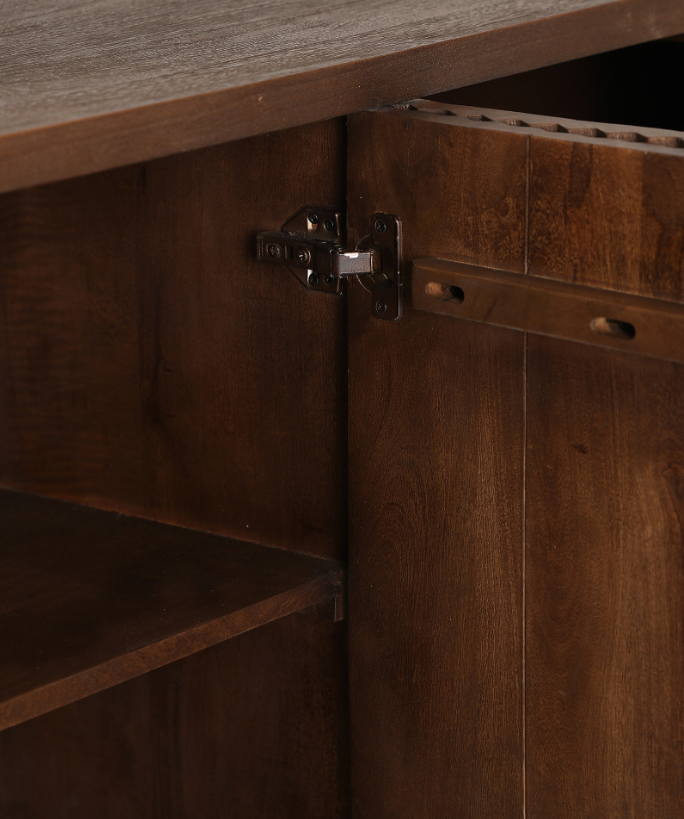 ISAR - Buffet en bois de manguier marron 4 portes 170 cm
