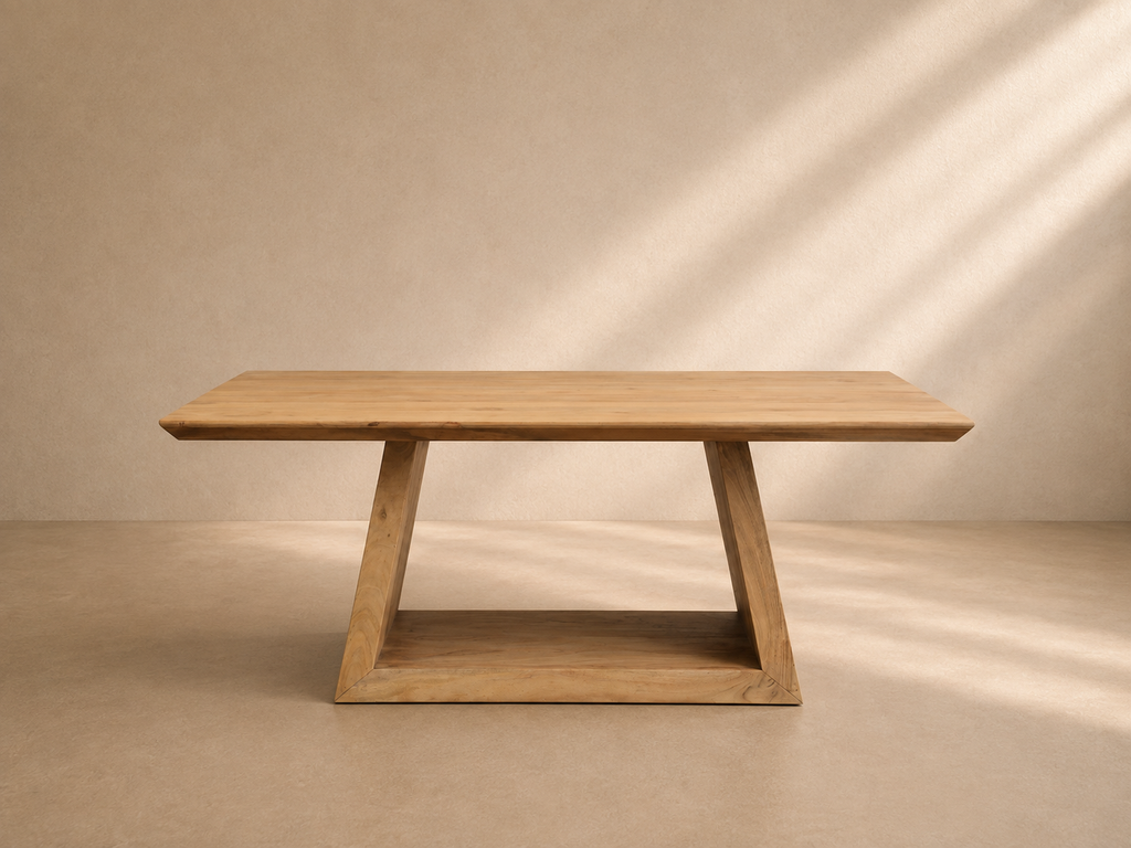 SALCE - Mesa de comedor de diseño de madera maciza de acacia de 200 x 100 cm – Elegancia natural y rústica