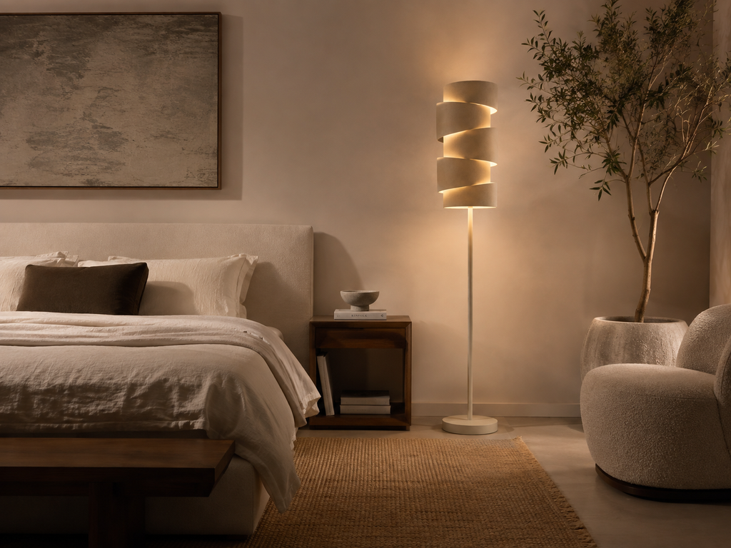 FAYON - Lampadaire design beige 151 cm