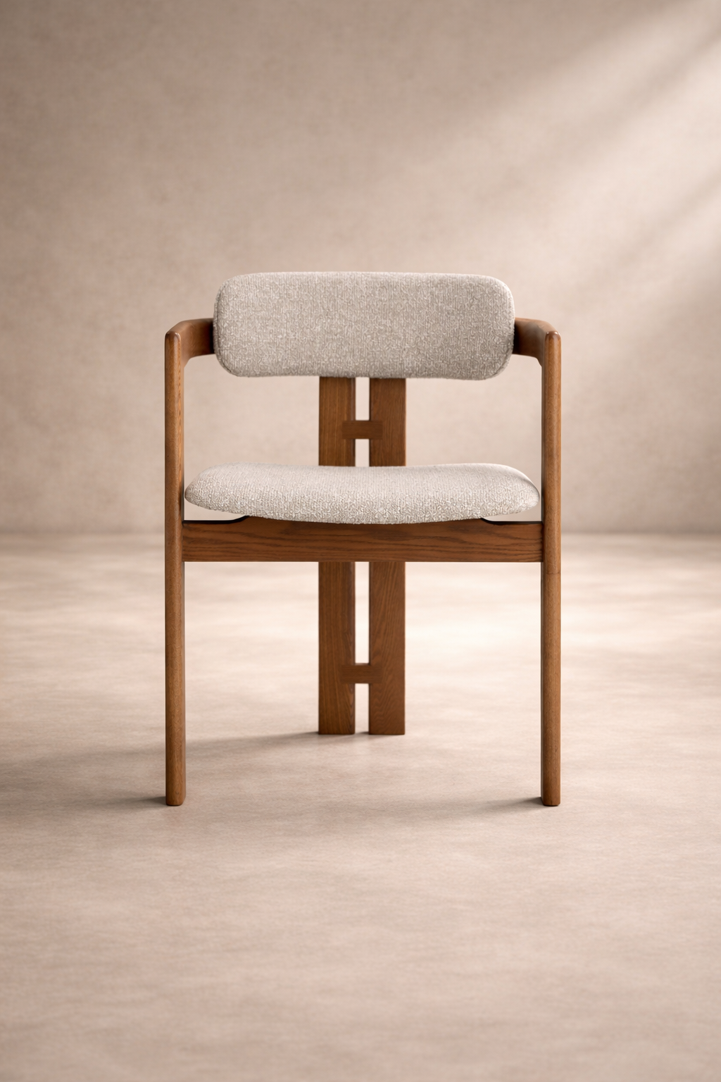 TERA - Silla en madera de fresno y tela gris 