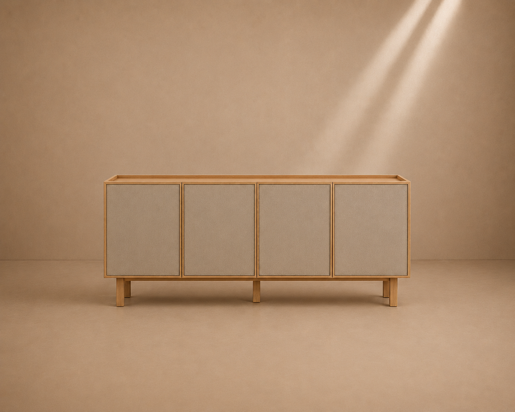CHAVIN - Buffet scandinave en bois et tissu 180 cm