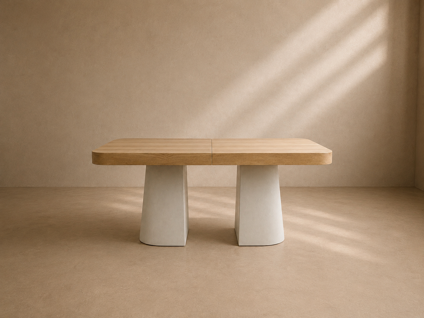 MUNERA - Mesa de jantar extensível em madeira natural e pés metálicos cor toupeira 160/200/240 x 90 cm
