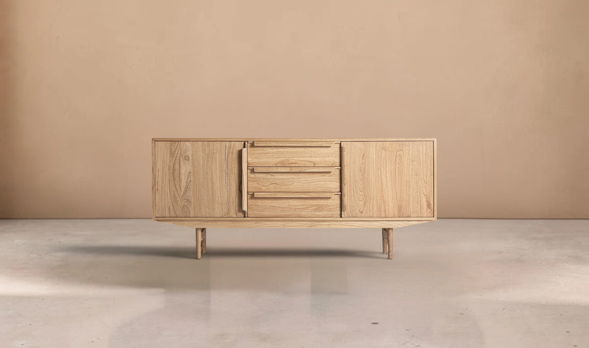 MELOR - Aparador de madera de mindi marrón 180 cm