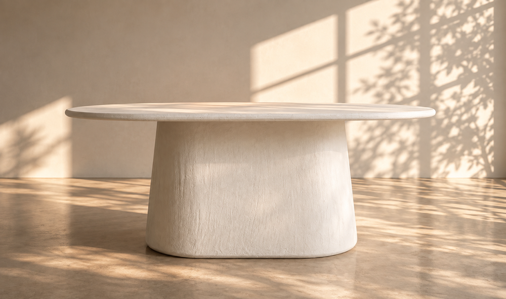 MONTGRI - Mesa de comedor de diseño ovalada en madera de mango blanquecina de 200 cm (8 personas)