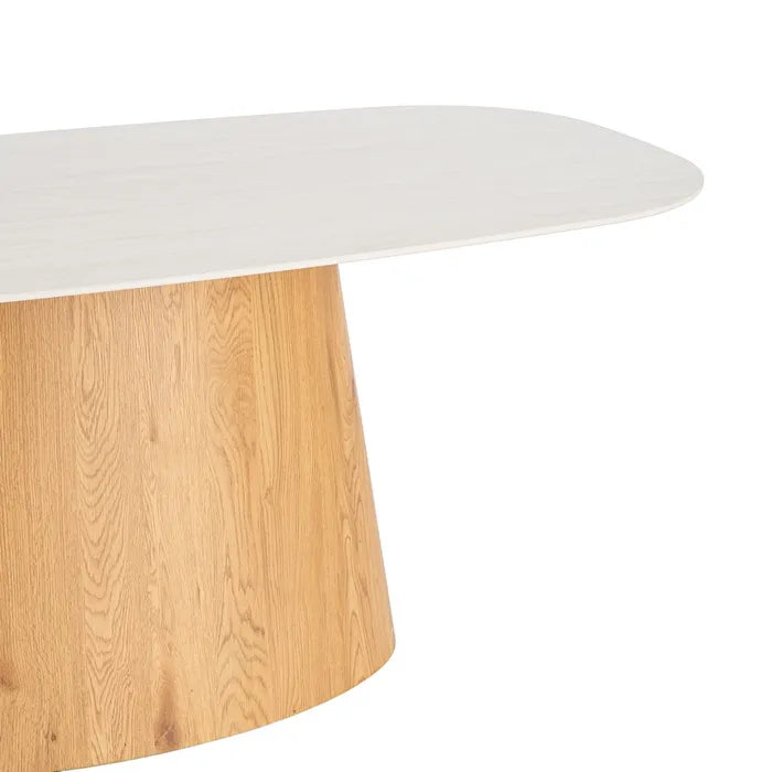 MELIDE - Mesa de comedor beige piedra 180 x 90 x 76 cm